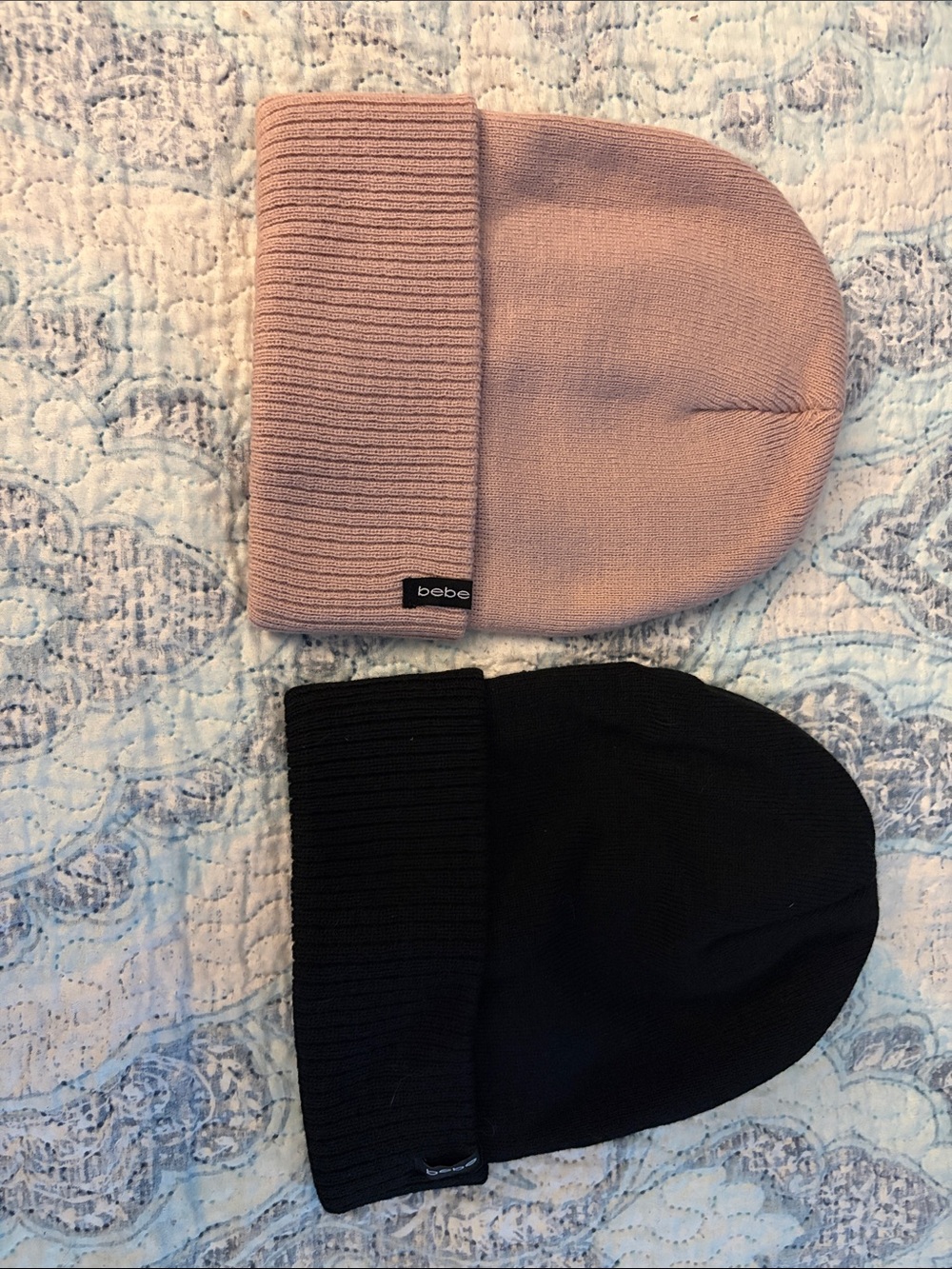 Bebe Ribbed Beanie Duo - Pink and Black